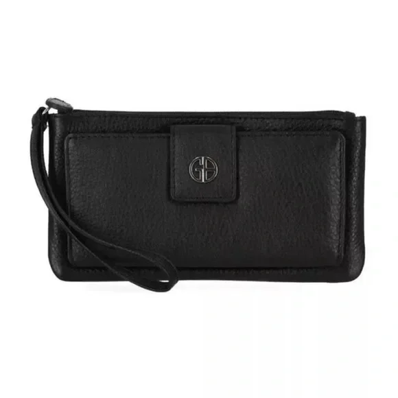 Giani Bernini Grab & Go Black Leather Wallet Wristlet - Picture 1 of 7